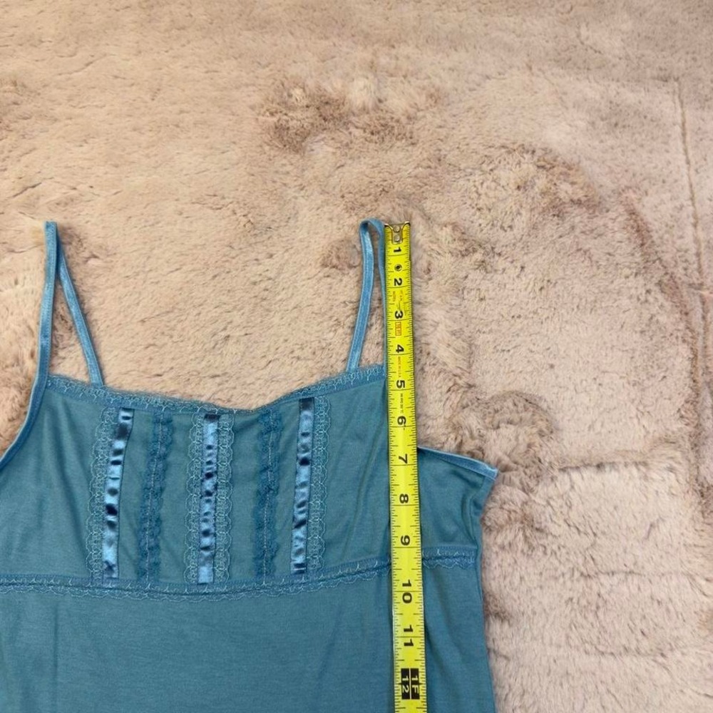 blue satin trim lace cami top, y2k soft girl, Fairycore, Coquette, Spring top - Picture 7 of 8